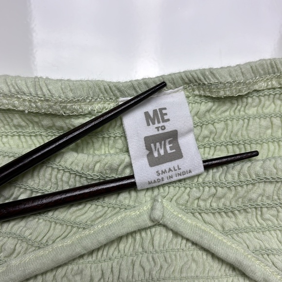 Me To We Light Green Cotton Ruched Cropped Tank Top, Sz S - Picture 7 of 10